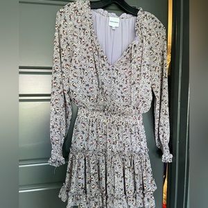 Cute floral short dress with long sleeves